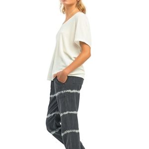 Dex; Waffle V-Neck White Short Sleeve Top Shirt